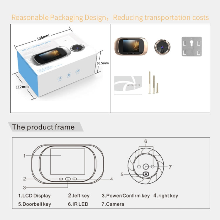 DD1 Smart Electronic Cat Eye Camera Doorbell with 2.8 inch LCD Screen, Support Infrared Night Vision DD1 Smart Electronic Cat Eye Camera Doorbell with 2.8 inch LCD Screen, Support Infrared Night Vision